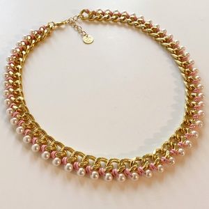 Elegant Gold and Pink Pearl Necklace
